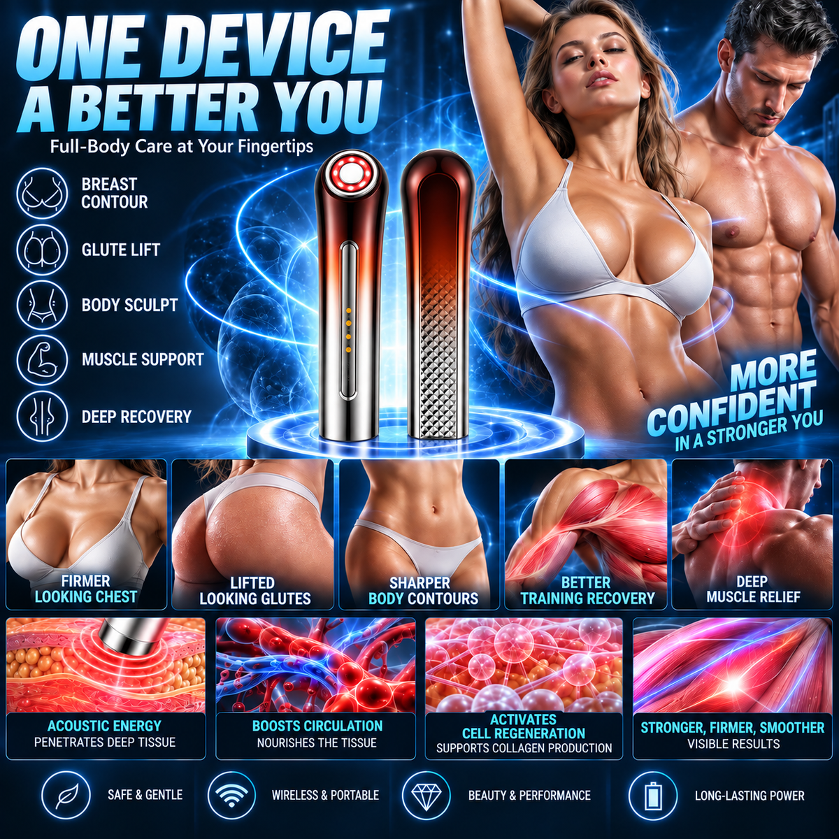 🔥ULTRASONIC SHOCK WAVE BODY REMODELING SYSTEM™——Enhances bust and lifts buttocks. Fuel Muscle Growth.Boost Circulation. Relieve Pain.