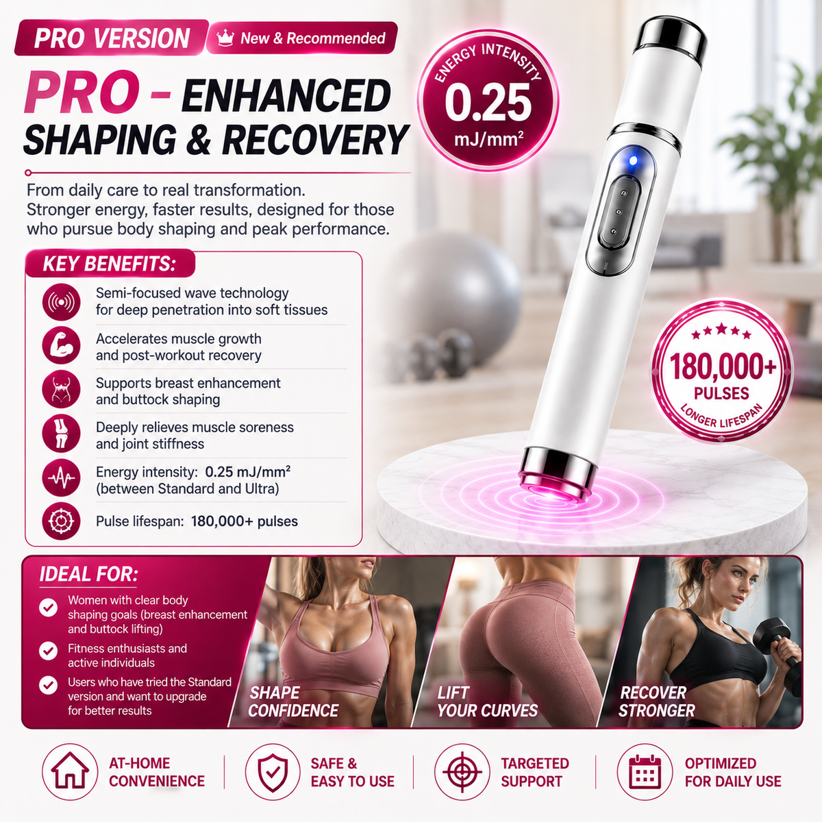 ULTRASONIC SHOCK WAVE BODY REMODELING SYSTEM™——Enhances bust and lifts buttocks. Fuel Muscle Growth.Boost Circulation. Relieve Pain.